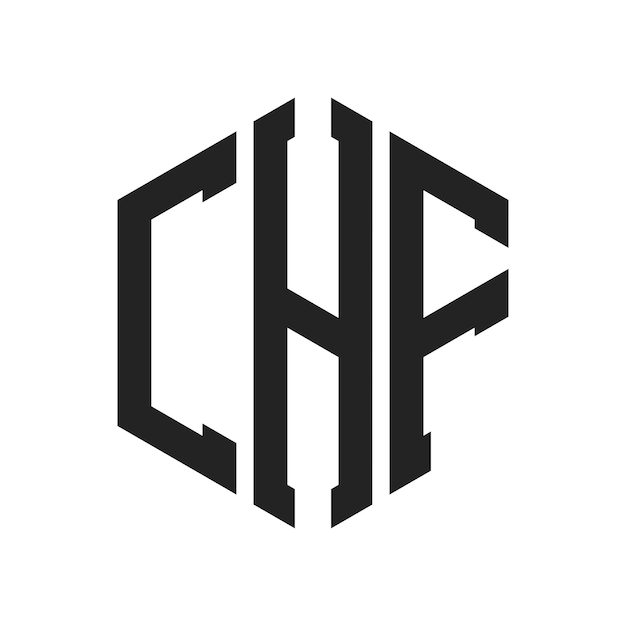 Diseño del logotipo CHF Letra inicial CHF Monograma Logotipo con forma de hexágono