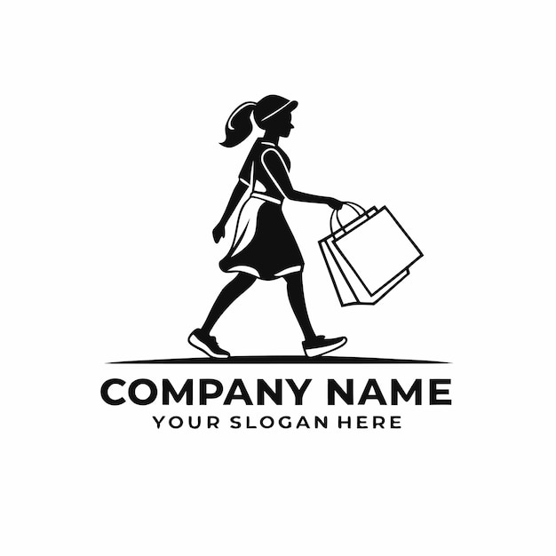 Diseño del logotipo de la chica de las compras