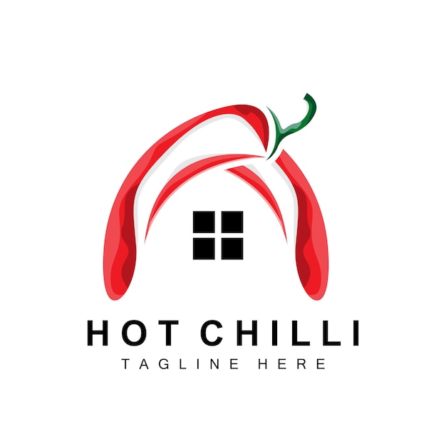 Diseño de logotipo de chile picante Ilustración vegetal roja Ingredientes de cocina Productos de marca de vector de chile picante