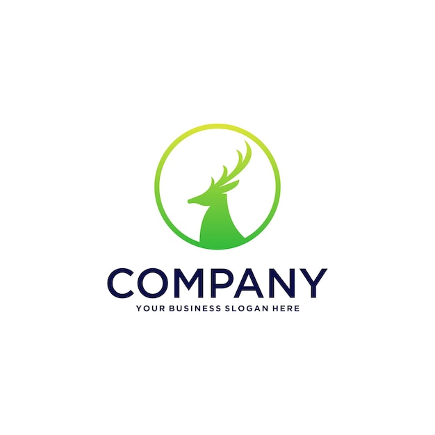 diseño del logotipo del ciervo con el cazador