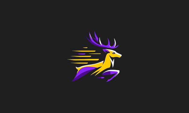 diseño del logotipo del ciervo diseño plano del vector púrpura