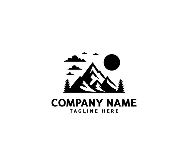 Diseño del logotipo de las cimas de las montañas vectorial Logotipo de la aventura Moderno modelo de logotipo de la montaña