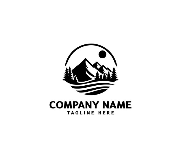 Diseño del logotipo de las cimas de las montañas vectorial Logotipo de la aventura Moderno modelo de logotipo de la montaña