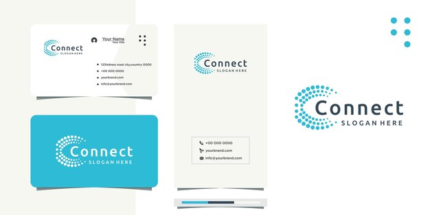 Diseño de logotipo Circle of Connected Dots como red y tarjeta de visita