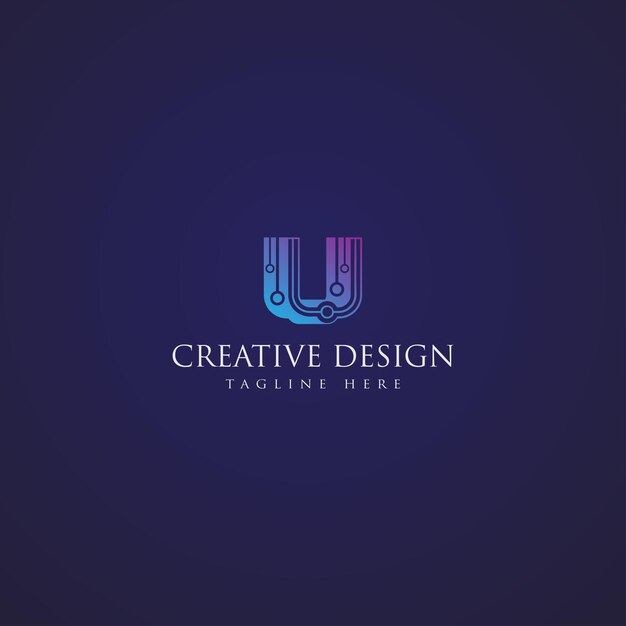 Diseño de logotipo de circuito abstracto u tech