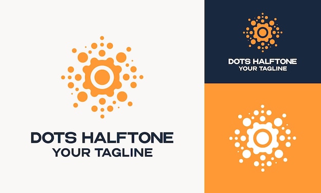 Diseño del logotipo Circular Halftone Dots Summer Sun
