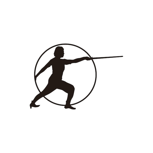 diseño de logotipo circular de mujer practicando kungfu