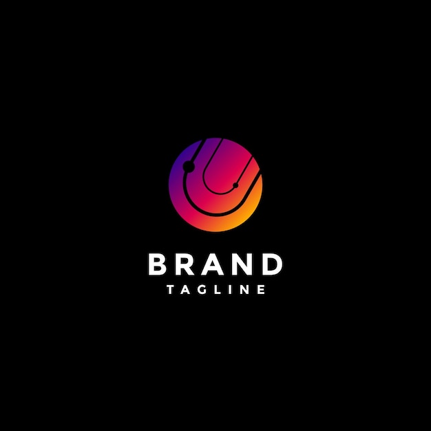 Diseño de logotipo circular simple y puntos planetarios en círculo
