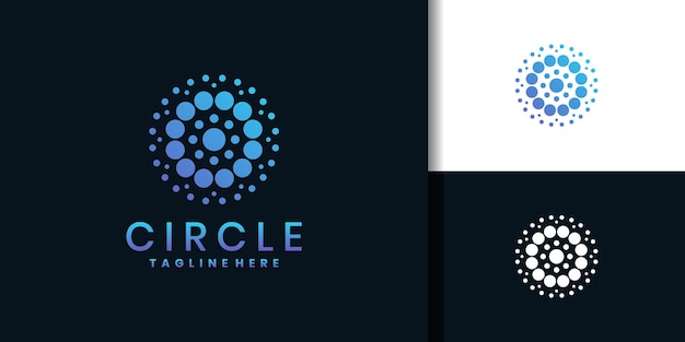 Diseño del logotipo en círculo con concepto abstracto de puntos