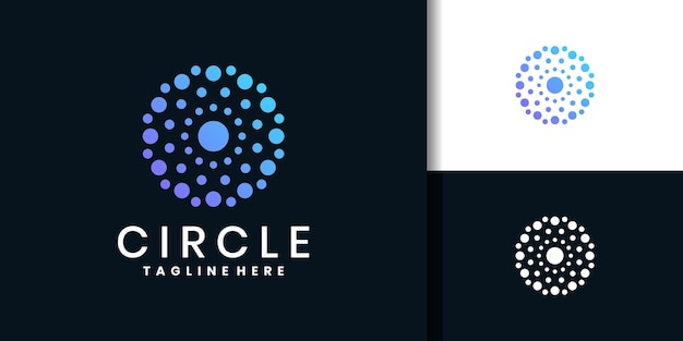 Diseño del logotipo en círculo con concepto abstracto de puntos