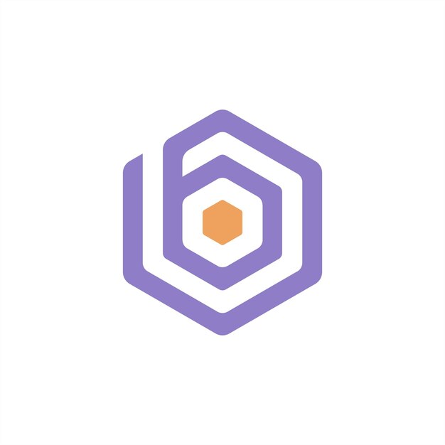 diseño del logotipo del círculo hexagonal de la letra b