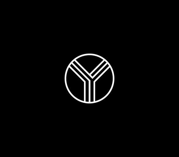 Diseño del logotipo del círculo de la letra Y imposible con fondo negro