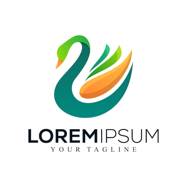 Diseño de logotipo de cisne abstracto