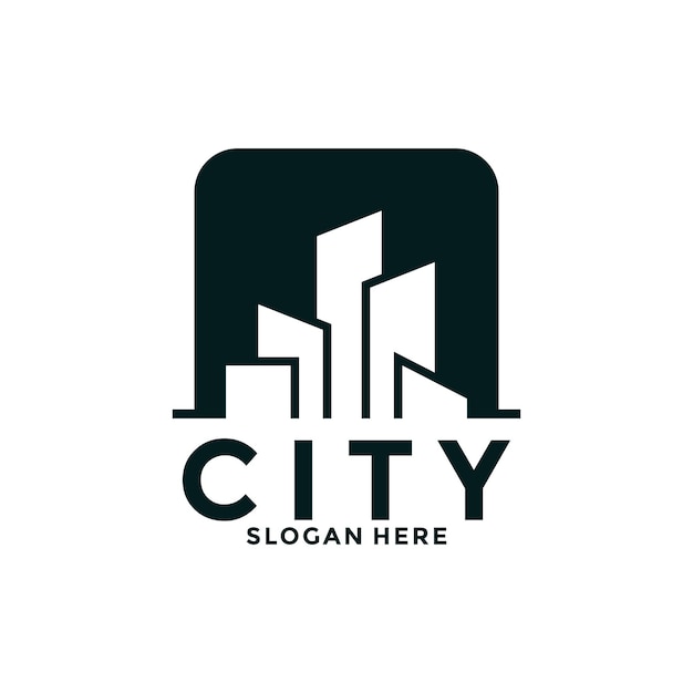 Diseño del logotipo de la ciudad Ciudad moderno del horizonte modelo de logotipo vectorial