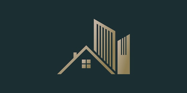 diseño de logotipo de la ciudad con concepto de apartamento vector premium moderno