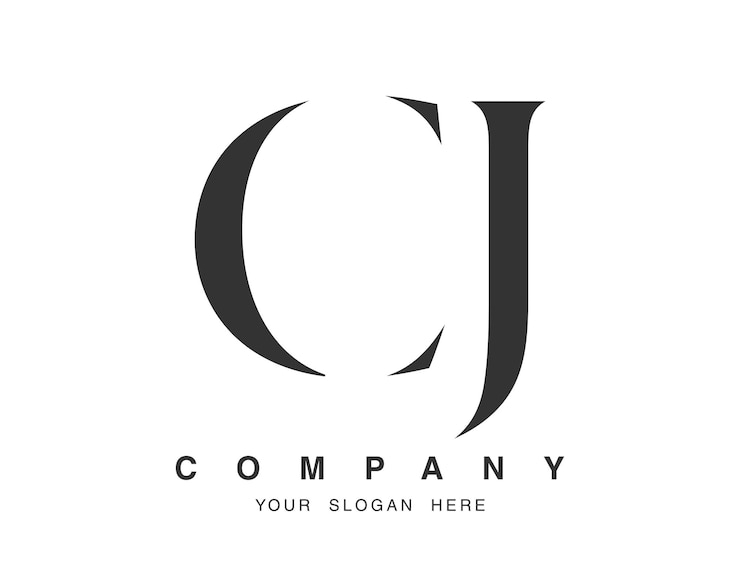 Vector diseño del logotipo cj letra inicial c y j estilo de fuente serif tipografía clásica creativa del nombre de la empresa logotipo o identidad de moda