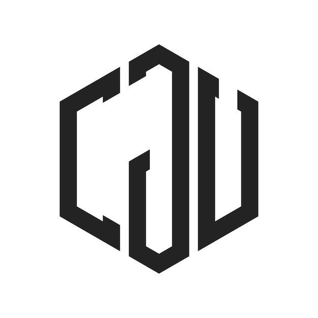 Diseño del logotipo de CJU Letra inicial Monograma de CJU Logotipo con forma de hexágono