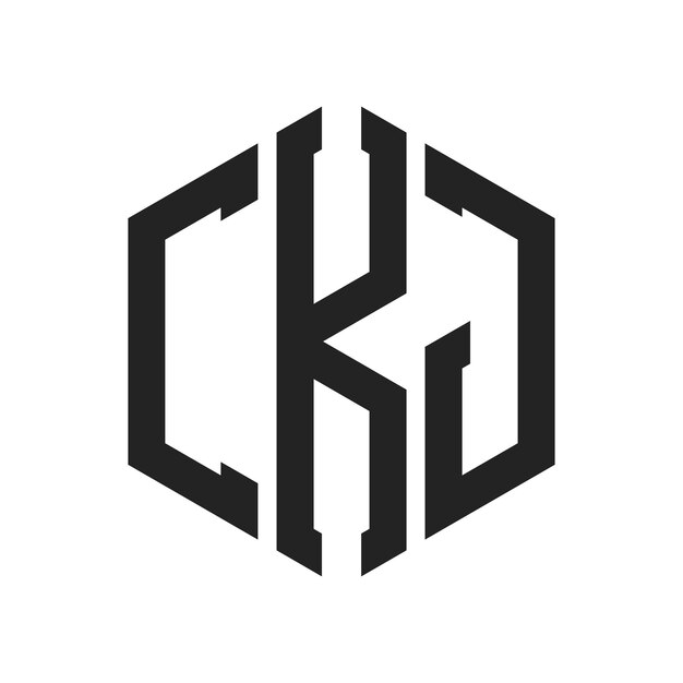 Diseño del logotipo de CKJ Letra inicial CKJ Monograma Logotipo con forma de hexágono