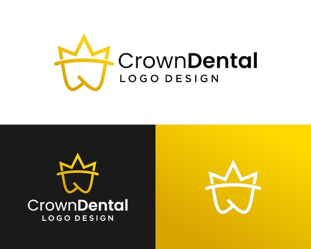 Diseño del logotipo de la clínica médica del dentista de la reina de la corona