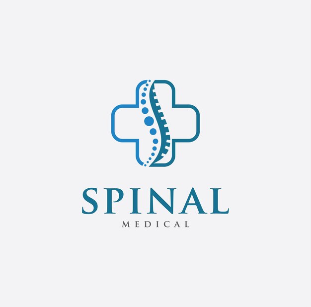 Diseño de logotipo de clínica quiropráctica para terapia de masaje con elemento creativo Vector Premium