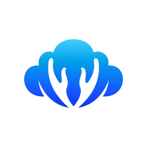 Diseño de logotipo de cloud + hand