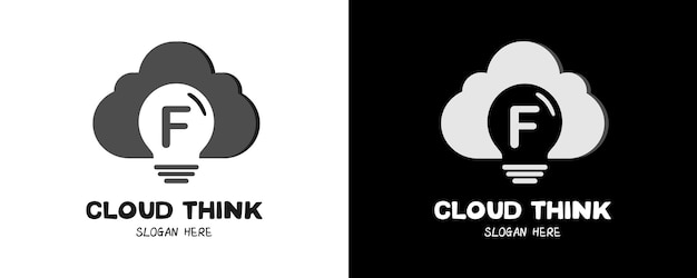 Diseño de logotipo cloud think con letra f