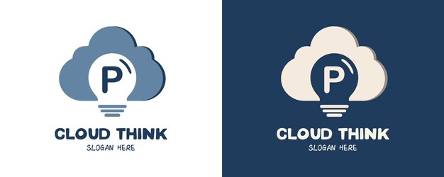 Diseño de logotipo Cloud Think con letra P