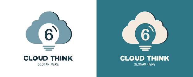 Diseño de logotipo Cloud Think con número 6