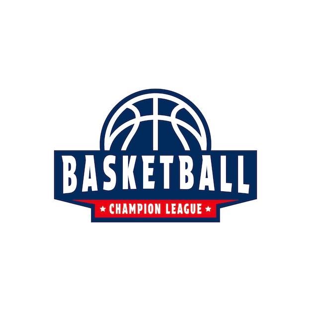 Diseño del logotipo del club de baloncesto Torneo deportivo con etiqueta de insignia de emblema