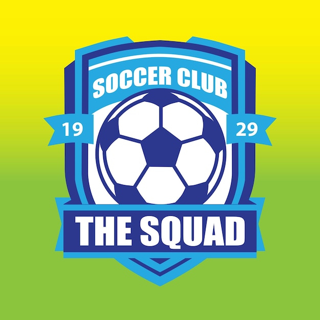 Vector diseño del logotipo del club de fútbol con el emblema del escudo y el color azul de himawan rush x