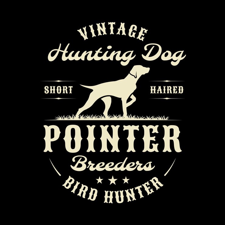 Vector diseño del logotipo del club de perros cazadores de pájaros de pelo corto emblema del perro cazador
