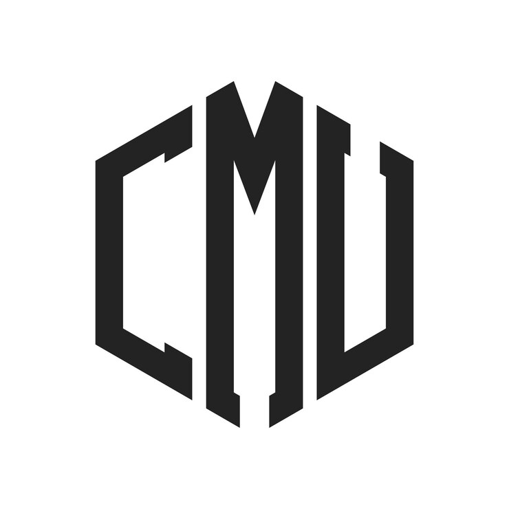 Vector diseño del logotipo de cmu letra inicial monograma de cmu logotipo con forma de hexágono