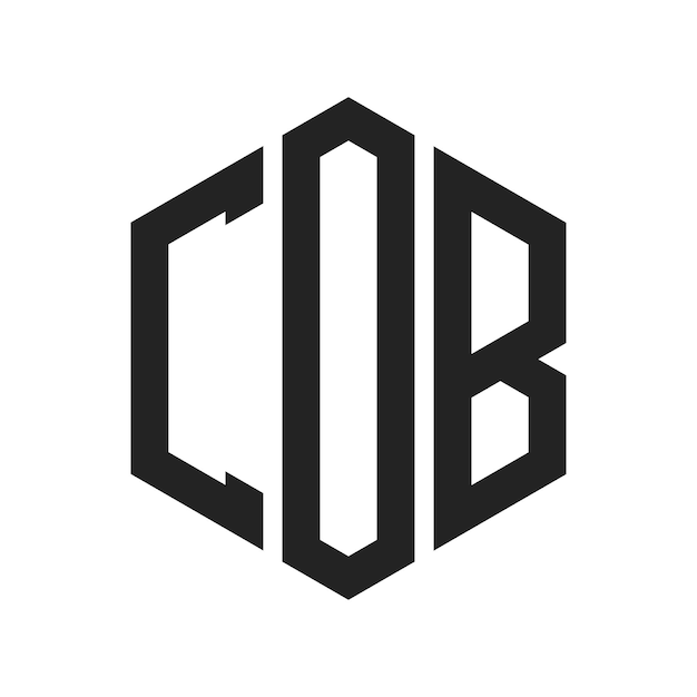 Diseño del logotipo COB Letra inicial COB Monograma Logotipo con forma de hexágono