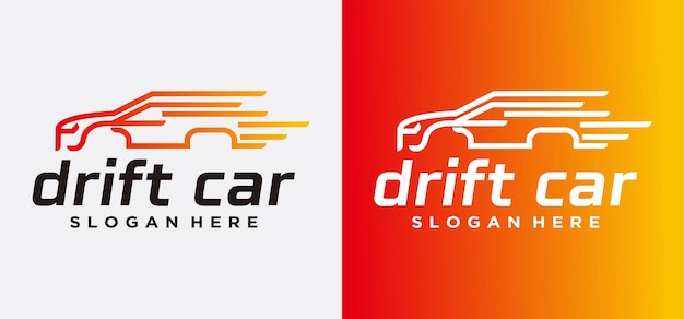 Diseño de logotipo de coche de deriva vectorial, diseño de logotipo de vector de coche deportivo Ilustración de carreras de deriva.