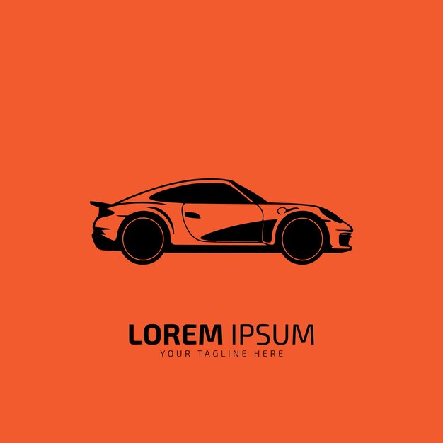 Vector diseño de logotipo de coche de estilo automático con silueta de icono de vehículo deportivo de concepto sobre fondo naranja plantilla de ilustración vectorial