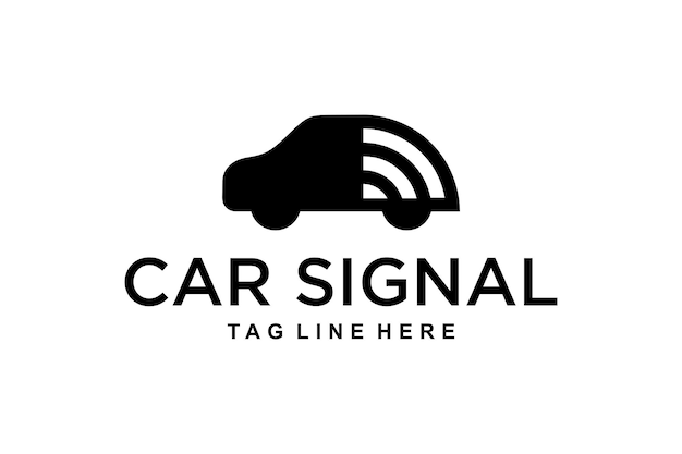 Diseño de logotipo de coche de internet de señal de tecnología de ilustración