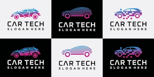 diseño de logotipo de coche moderno de alta tecnología, logotipo de tecnología de coche, ajuste de rendimiento de coche de tecnología