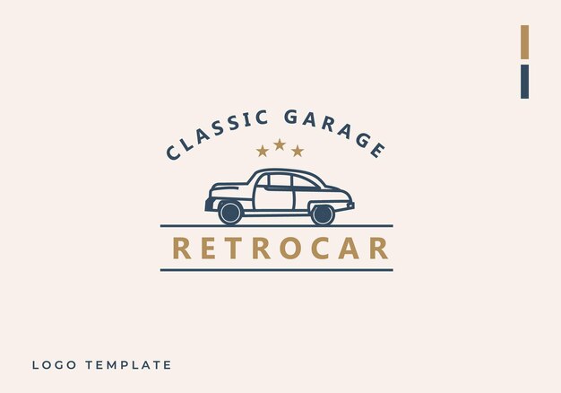Diseño de logotipo de coche retro vintage Estilo de emblema de insignia vintage o clásico o retro