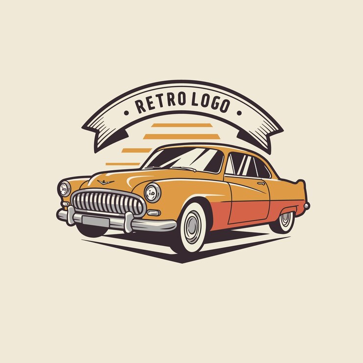 Vector diseño del logotipo del coche retro