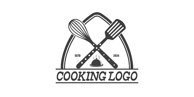 Diseño de logotipo de cocina retro vintage