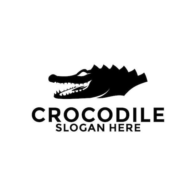 Diseño del logotipo de cocodrilo enojado, cocodrillo de vida silvestre o plantilla de diseño de logotipo de crocodilo
