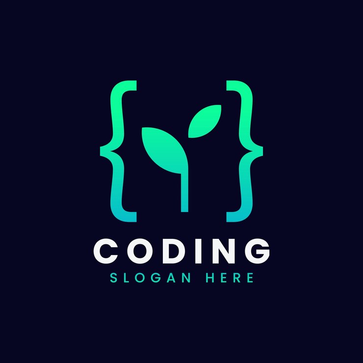 Vector diseño de logotipo de codificación de programación moderna abstracta creativa logotipo de codificación de hoja de degradado colorido
