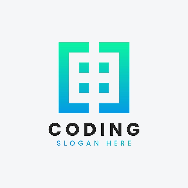 Vector diseño de logotipo de codificación de programación moderna abstracta creativa plantilla de logotipo de codificación de degradado colorido