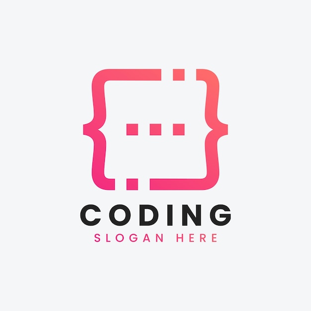 Diseño de logotipo de codificación de programación moderna abstracta creativa plantilla de logotipo de codificación de degradado colorido