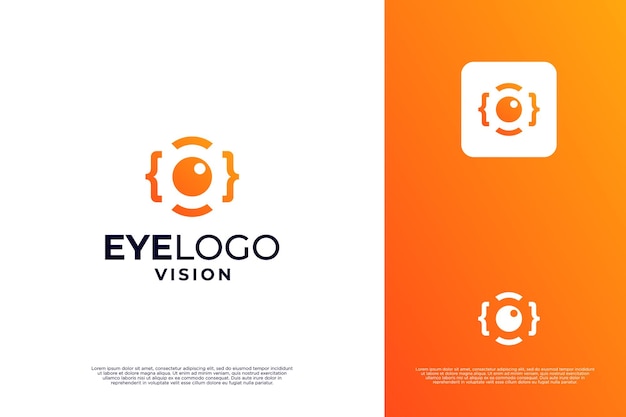 Diseño del logotipo de código ocular Codificación con combinación de logotipo de visión