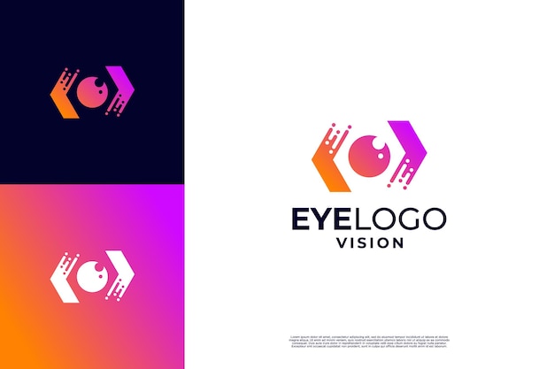 Diseño del logotipo de código ocular Codificación con combinación de logotipo de visión