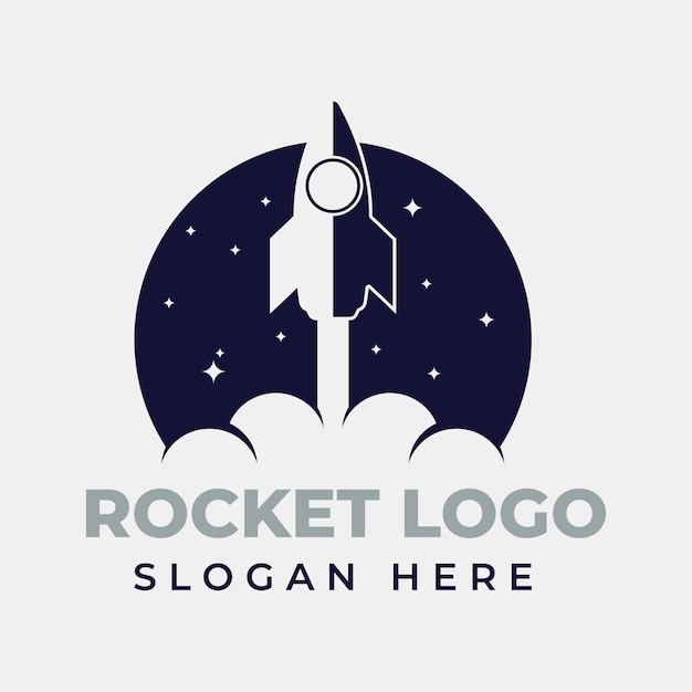 Diseño de logotipo de cohete azul Vector premium