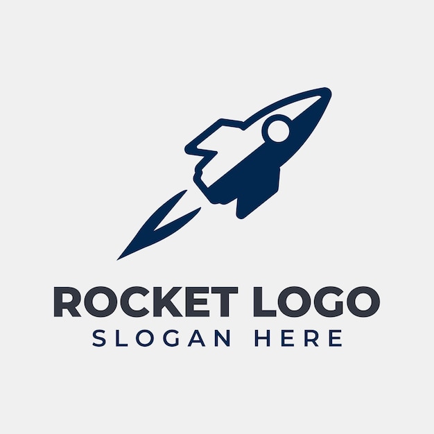 Diseño de logotipo de cohete azul Vector premium