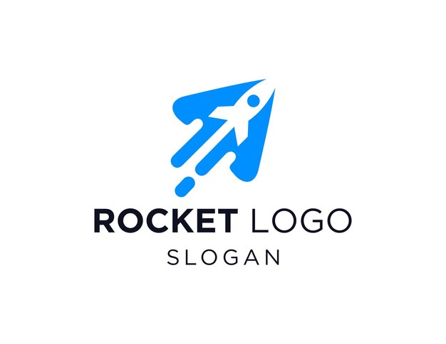 Diseño del logotipo del cohete creado utilizando la aplicación Corel Draw 2018 con un fondo blanco