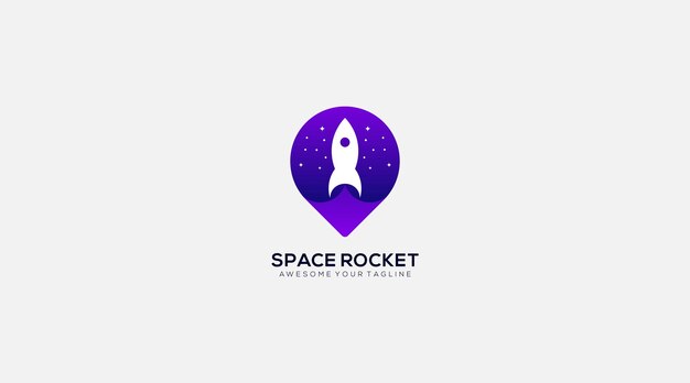 Diseño de logotipo de cohete espacial con la ilustración de vector de icono de cohete